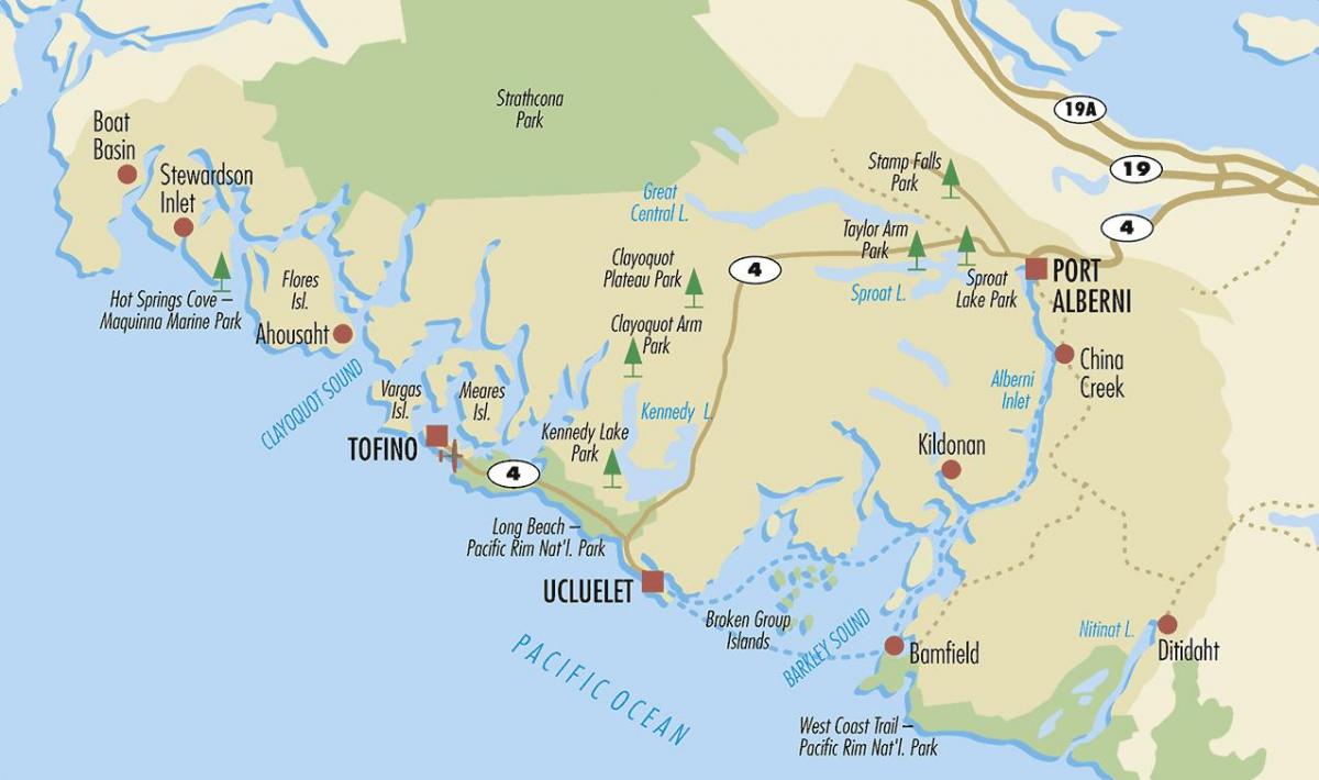 ვანკუვერის კუნძულზე ატრაქციონები რუკა