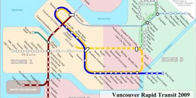 Vancouver skytrain ზონის რუკა