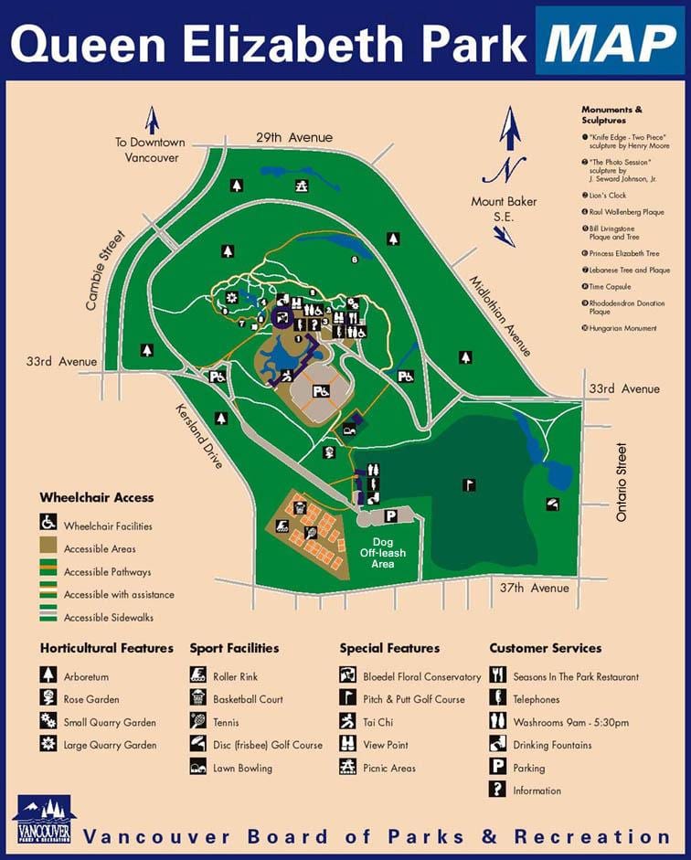 რუკა დედოფალი ელიზაბეტ პარკი vancouver