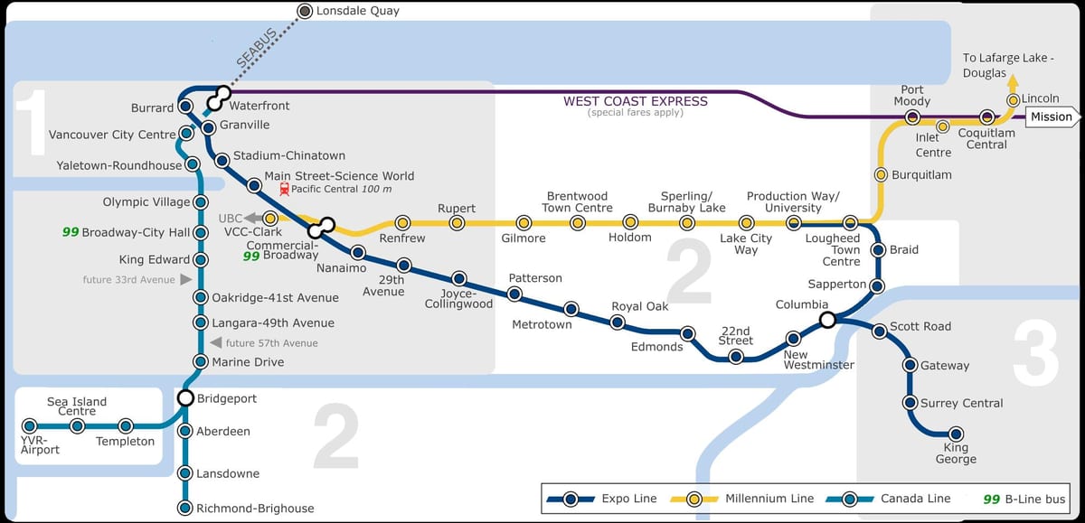 აეროპორტში skytrain vancouver რუკა