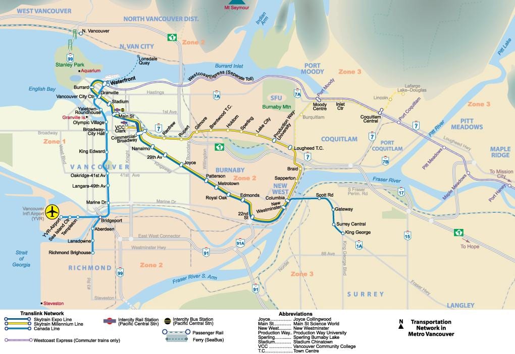vancouver მიწისქვეშა რუკა