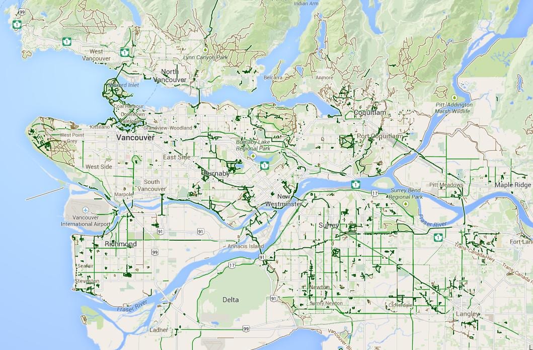 რუკა მეტრო vancouver ველო