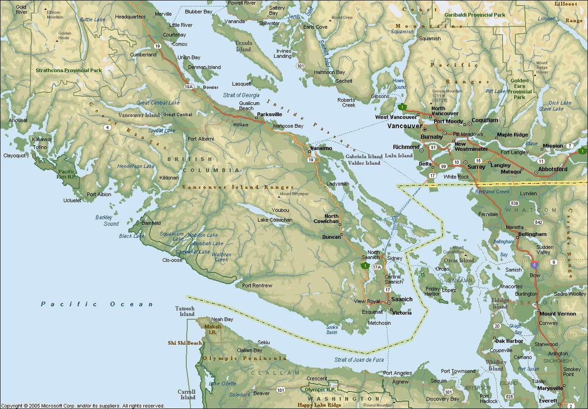 რუკა vancouver ფართი ძვ. წ.