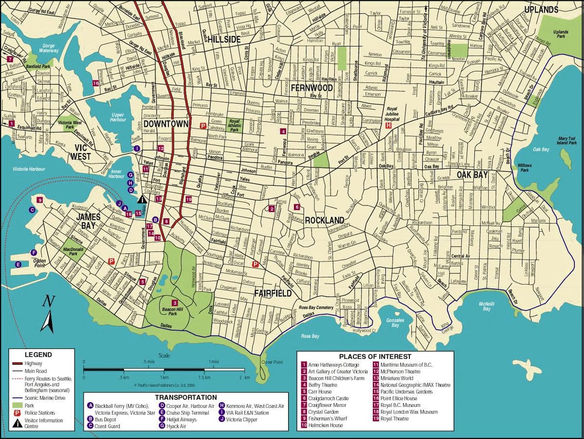 რუკა vancouver canada და მიმდებარე ტერიტორია