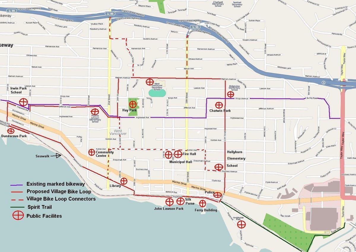 ჩრდილოეთ vancouver cycling რუკა