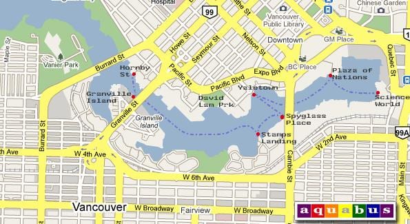 რუკა aquabus vancouver