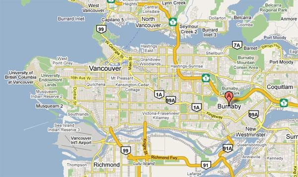 რუკა burnaby vancouver