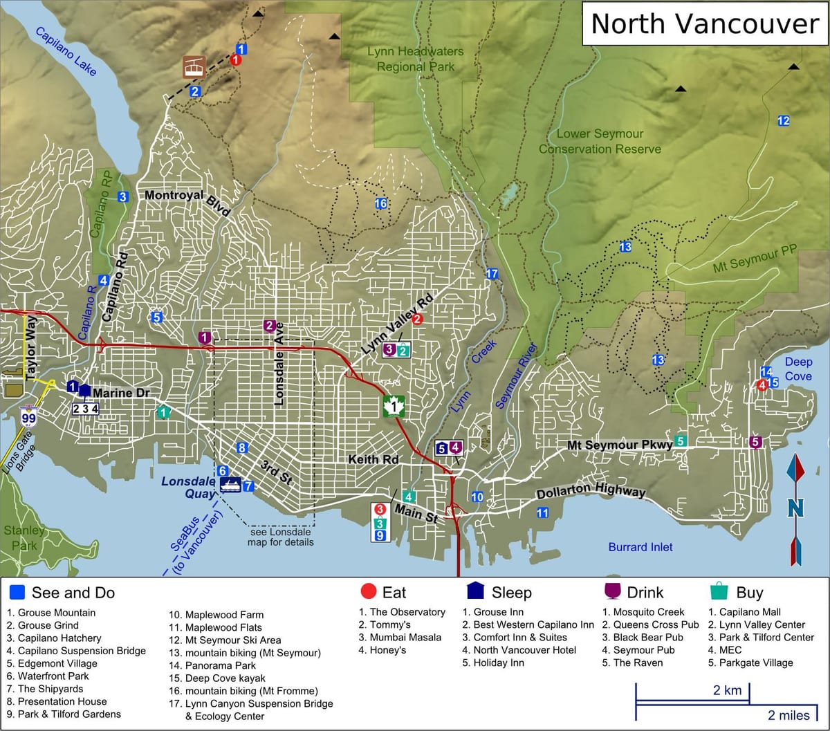 რუკა ჩრდილოეთ სანაპიროზე vancouver