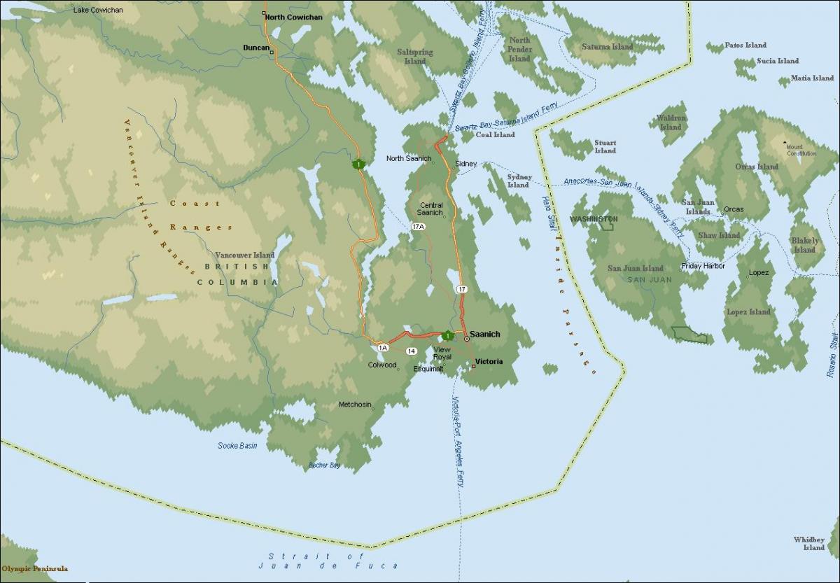 რუკა saanich ვანკუვერის კუნძულზე