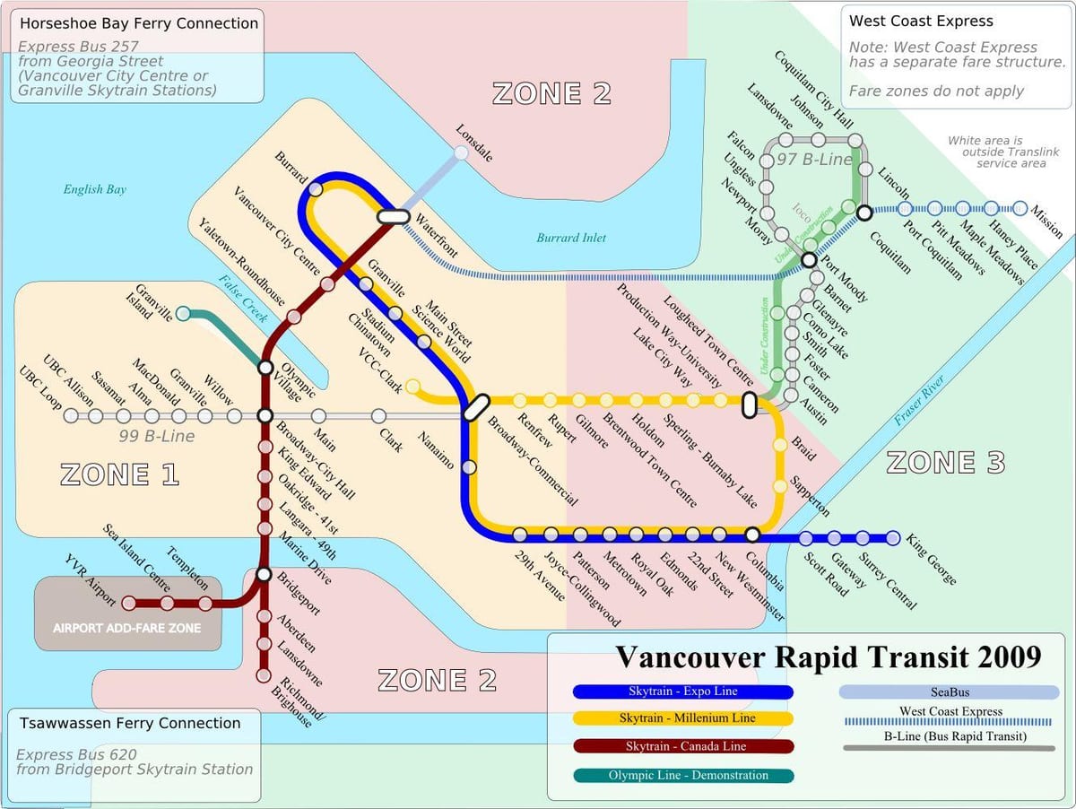 vancouver skytrain ზონის რუკა