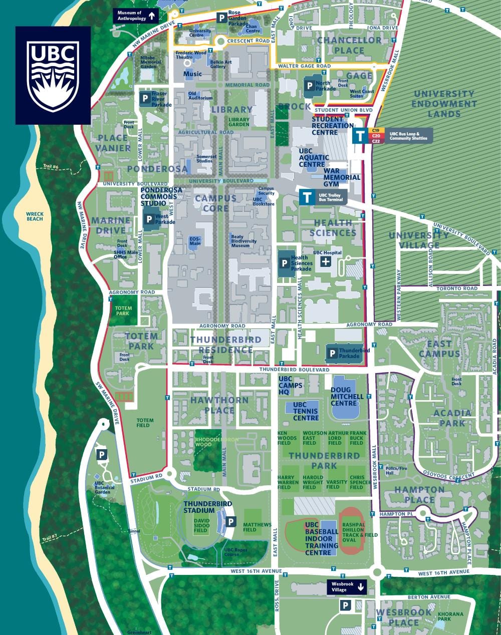 ubc vancouver კამპუსში რუკა