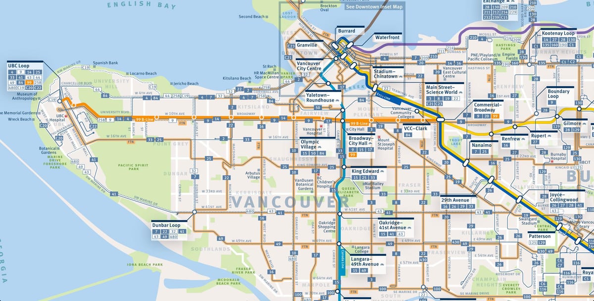 რუკა vancouver ავტობუსის მარშრუტები