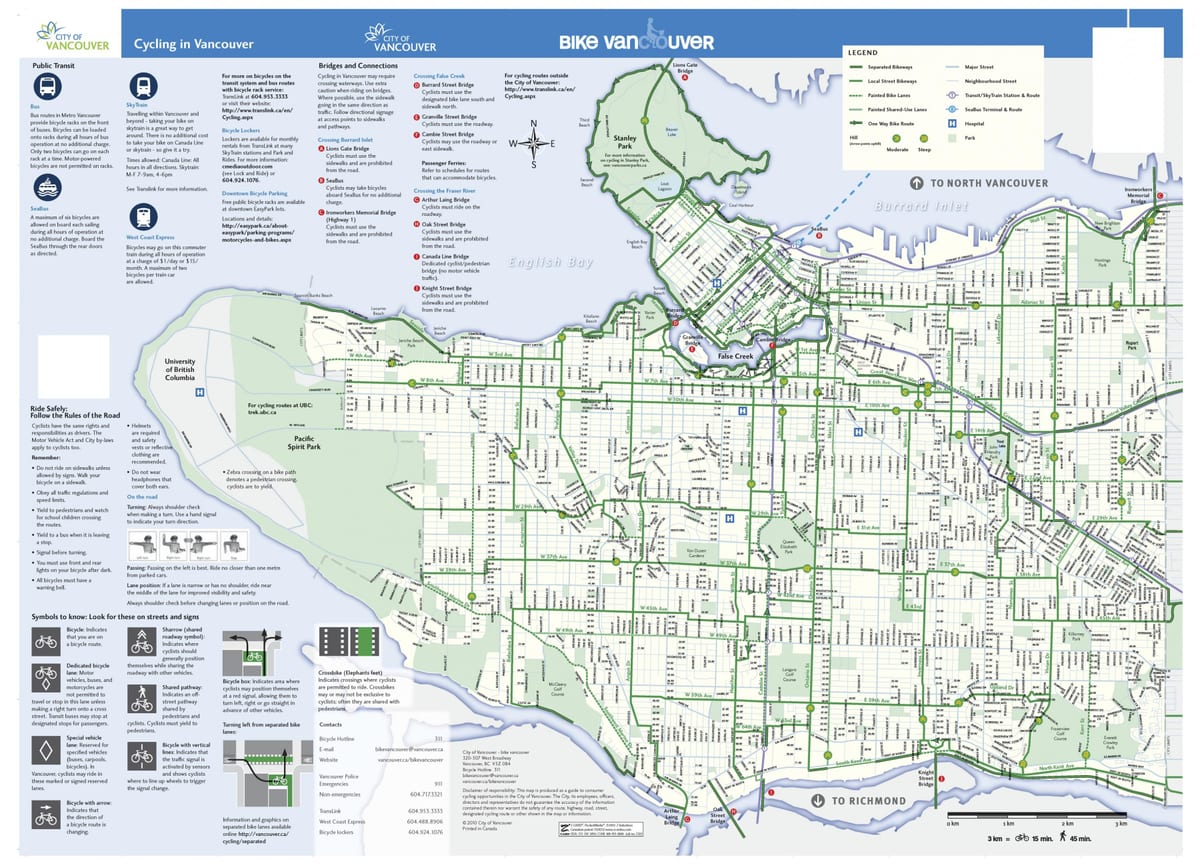 vancouver ველოსიპედით ქუჩა რუკა