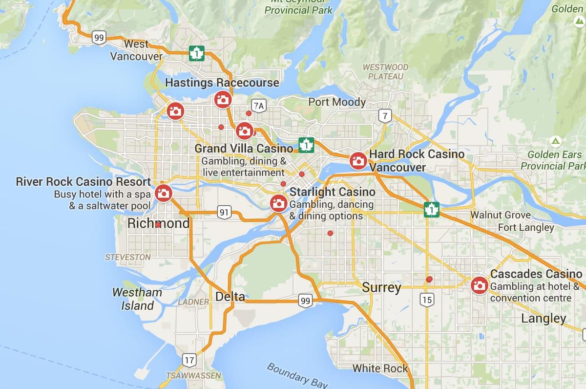 რუკა vancouver კაზინო