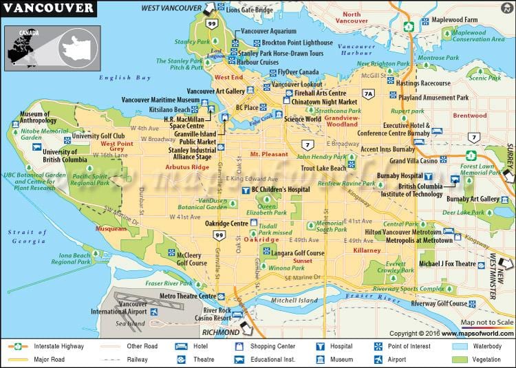 რუკა vancouver ღირშესანიშნაობები