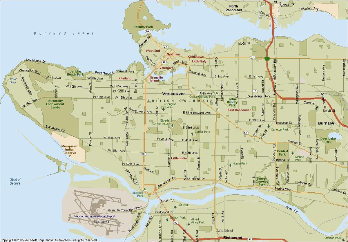 vancouver მდებარეობა რუკაზე