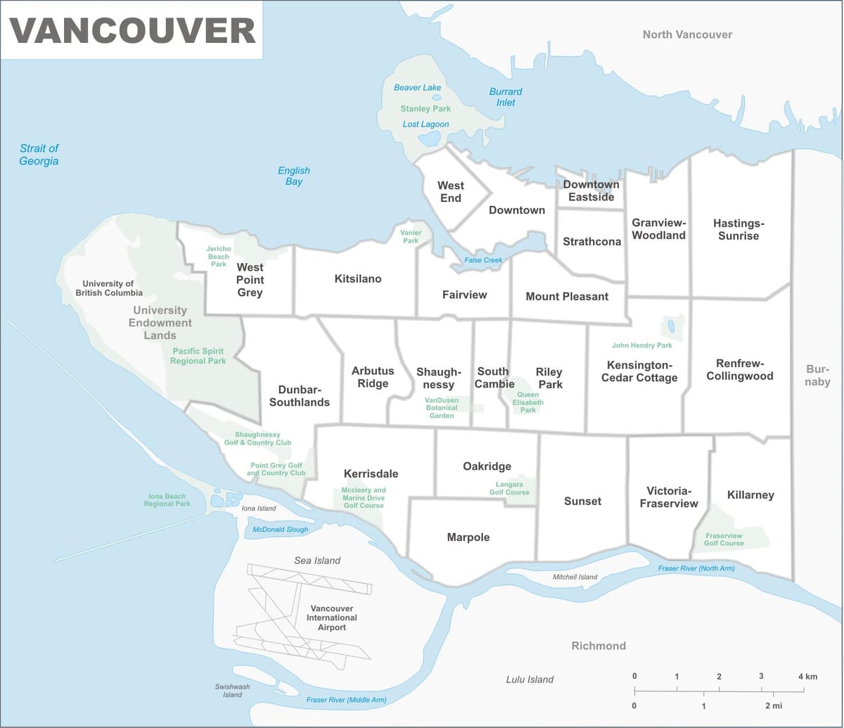 vancouver bc სამეზობლოში რუკა