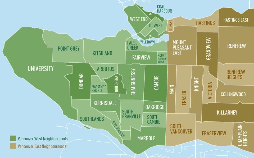 რუკა vancouver სამეზობლო