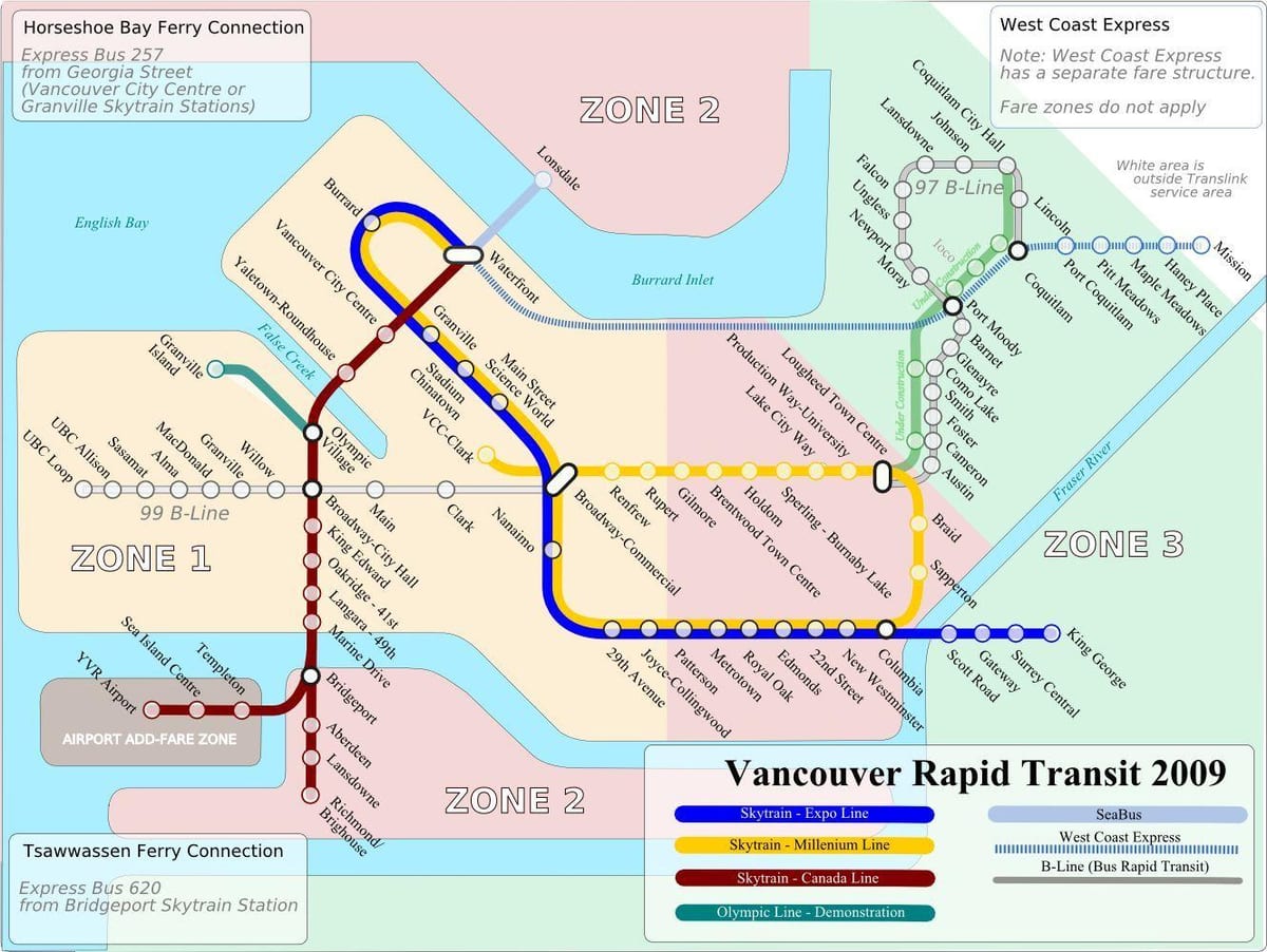 vancouver სწრაფი ტრანზიტის რუკა
