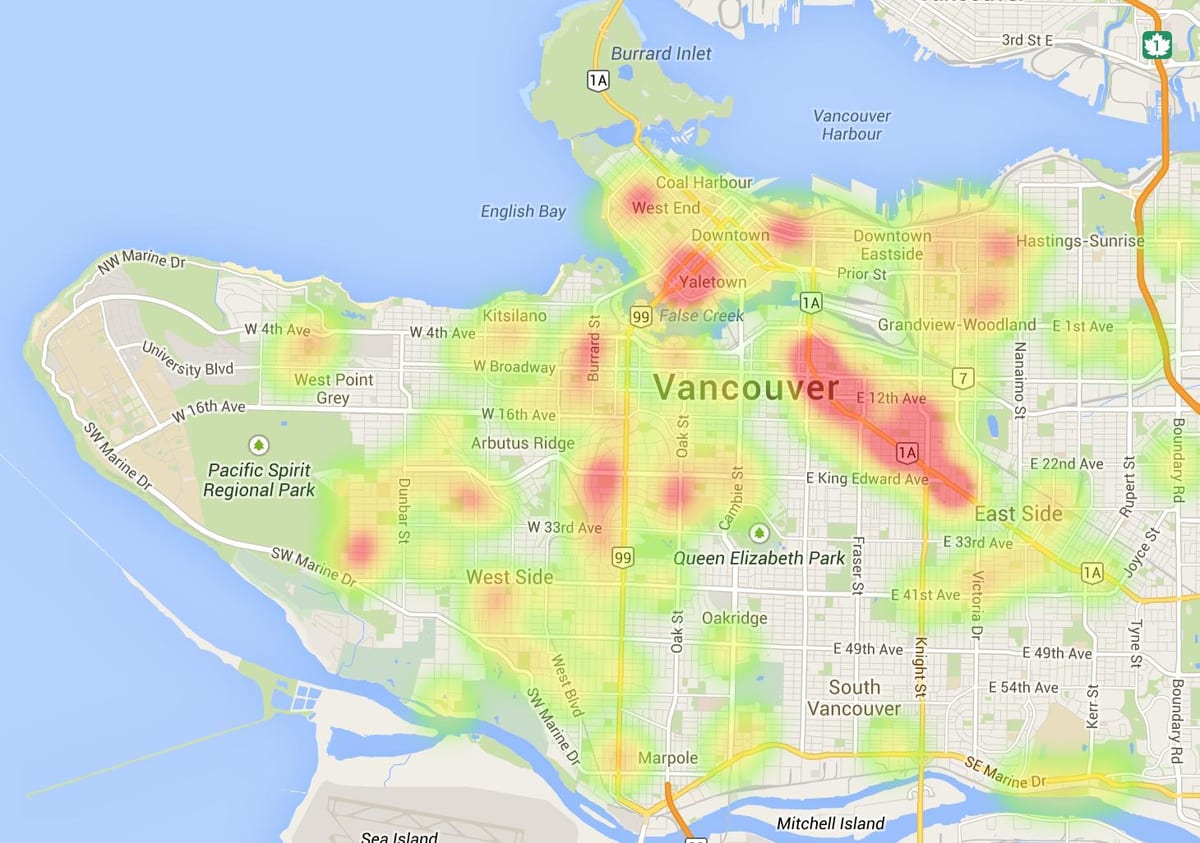 რუკა vancouver სითბოს