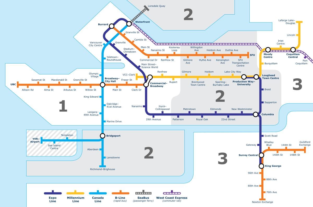 vancouver bc საჯარო სატრანზიტო რუკა