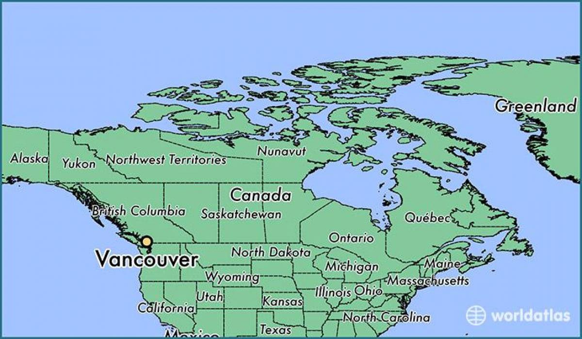 რუკა კანადაში აჩვენებს vancouver