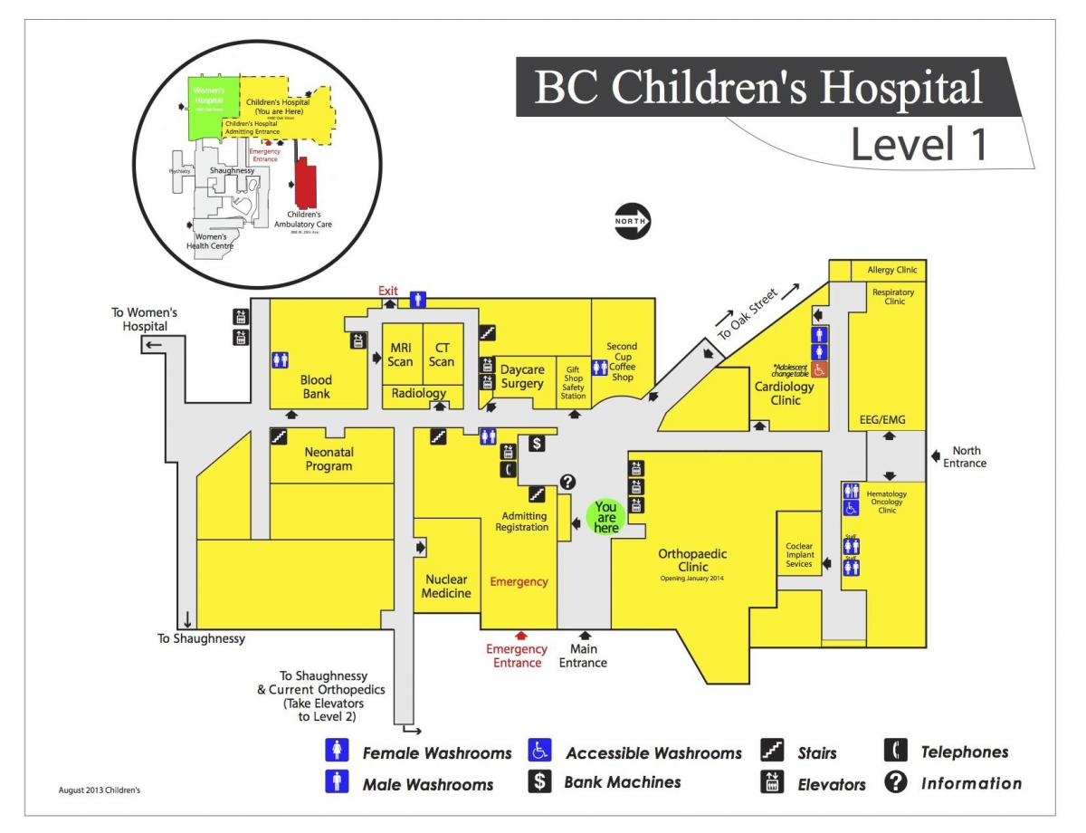 რუკა ბავშვთა საავადმყოფოს vancouver