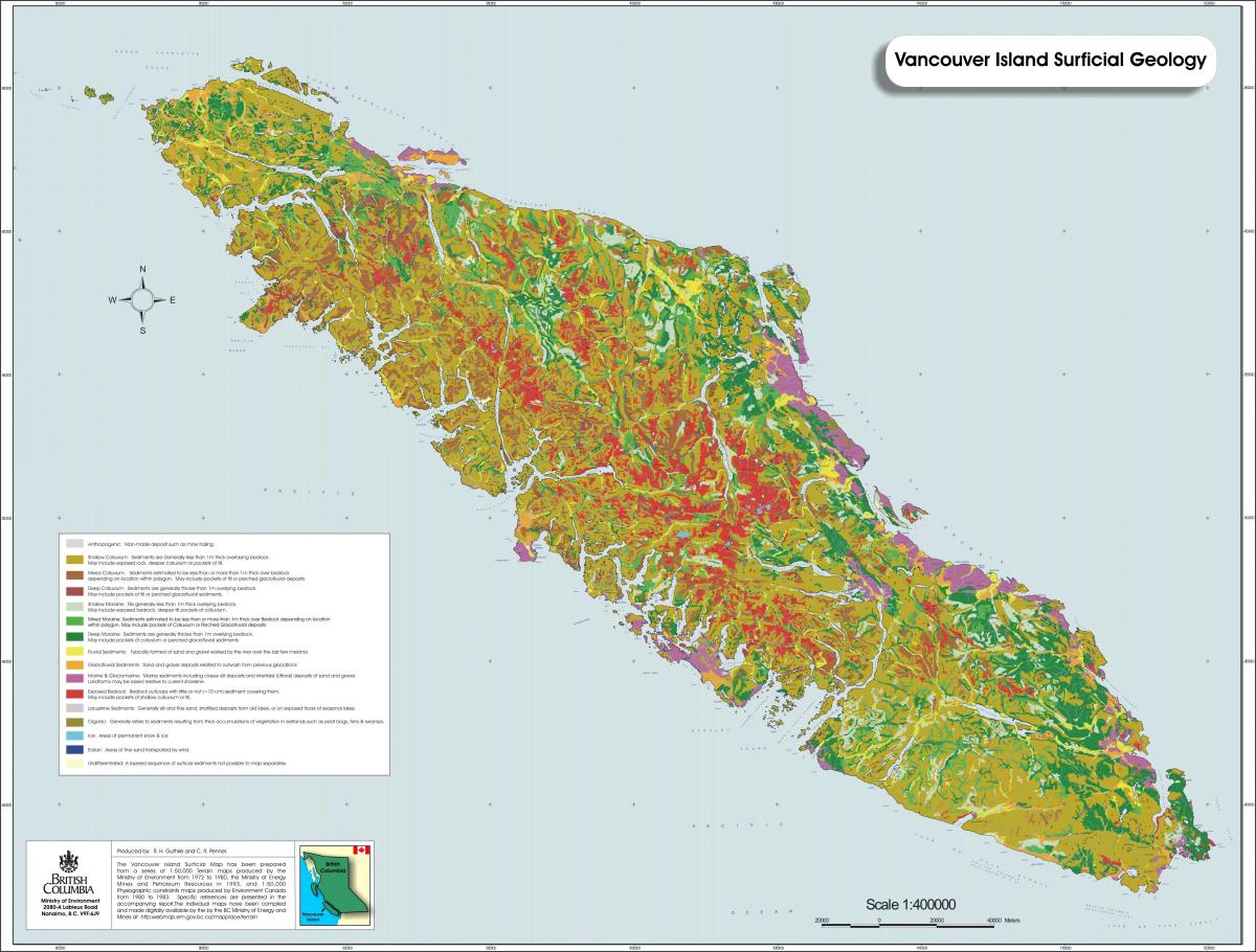 რუკა ვანკუვერის კუნძულზე გეოლოგიის