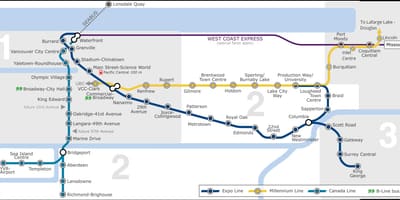 აეროპორტში skytrain vancouver რუკა