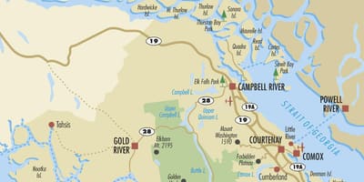 Campbell მდინარე რუკა ვანკუვერის კუნძულზე