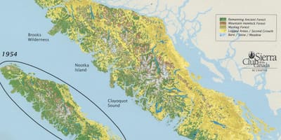 ტყეების ვანკუვერის კუნძულზე რუკა