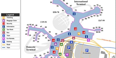ვანკუვერის აეროპორტში departures რუკა