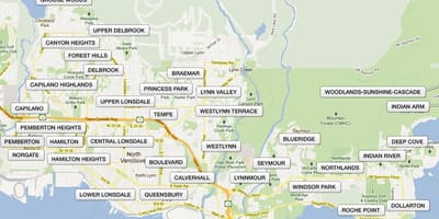 რუკა ჩრდილოეთ vancouver უბნების