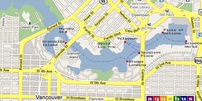რუკა aquabus vancouver