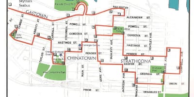 Vancouver walking ტური რუკა