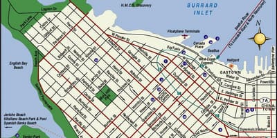 რუკა vancouver ქალაქის ცენტრში