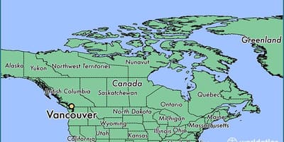 რუკა კანადაში აჩვენებს vancouver