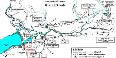 ვანკუვერის კუნძულზე hiking ბილიკების რუკაზე