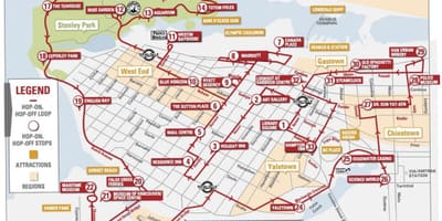რუკა vancouver hop წლის hop off trolley 