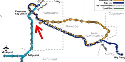 რუკა vancouver skytrain overlay