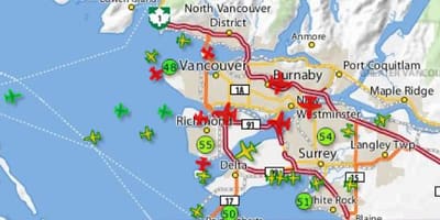 რუკა yvr ფრენის tracking
